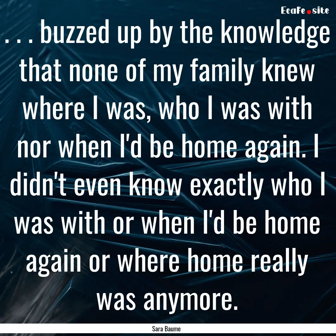 . . . buzzed up by the knowledge that none.... : Quote by Sara Baume