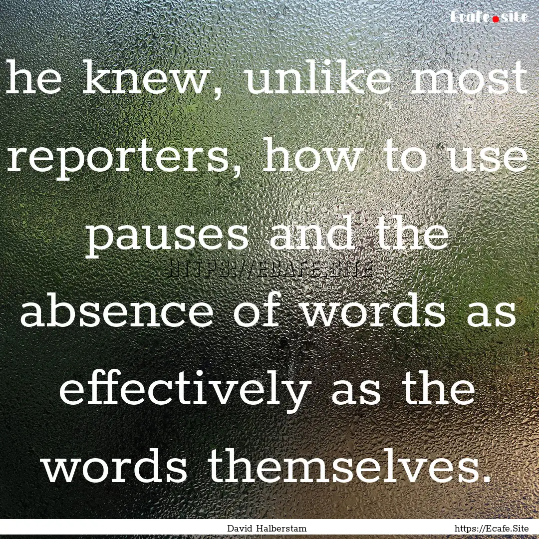 he knew, unlike most reporters, how to use.... : Quote by David Halberstam