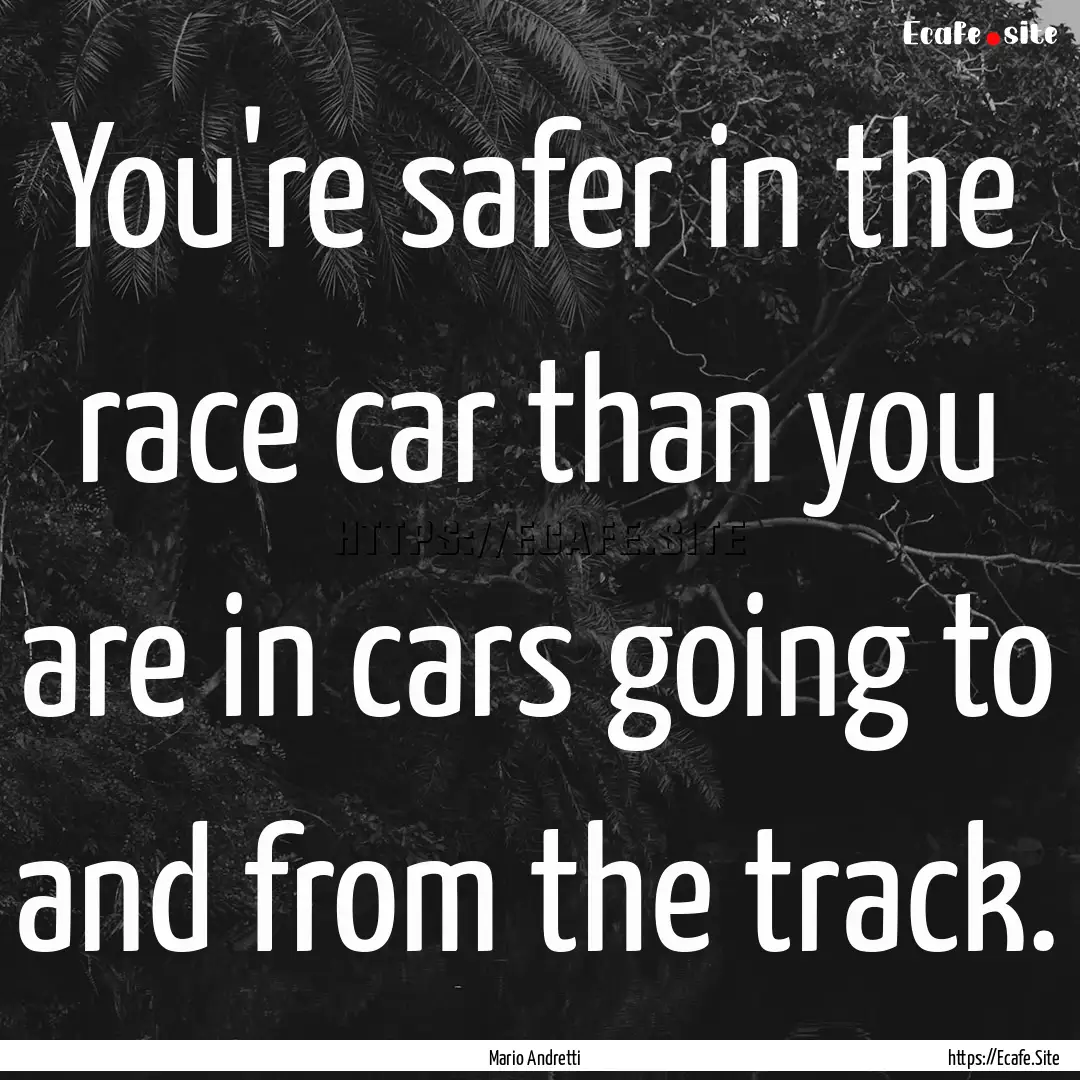 You're safer in the race car than you are.... : Quote by Mario Andretti