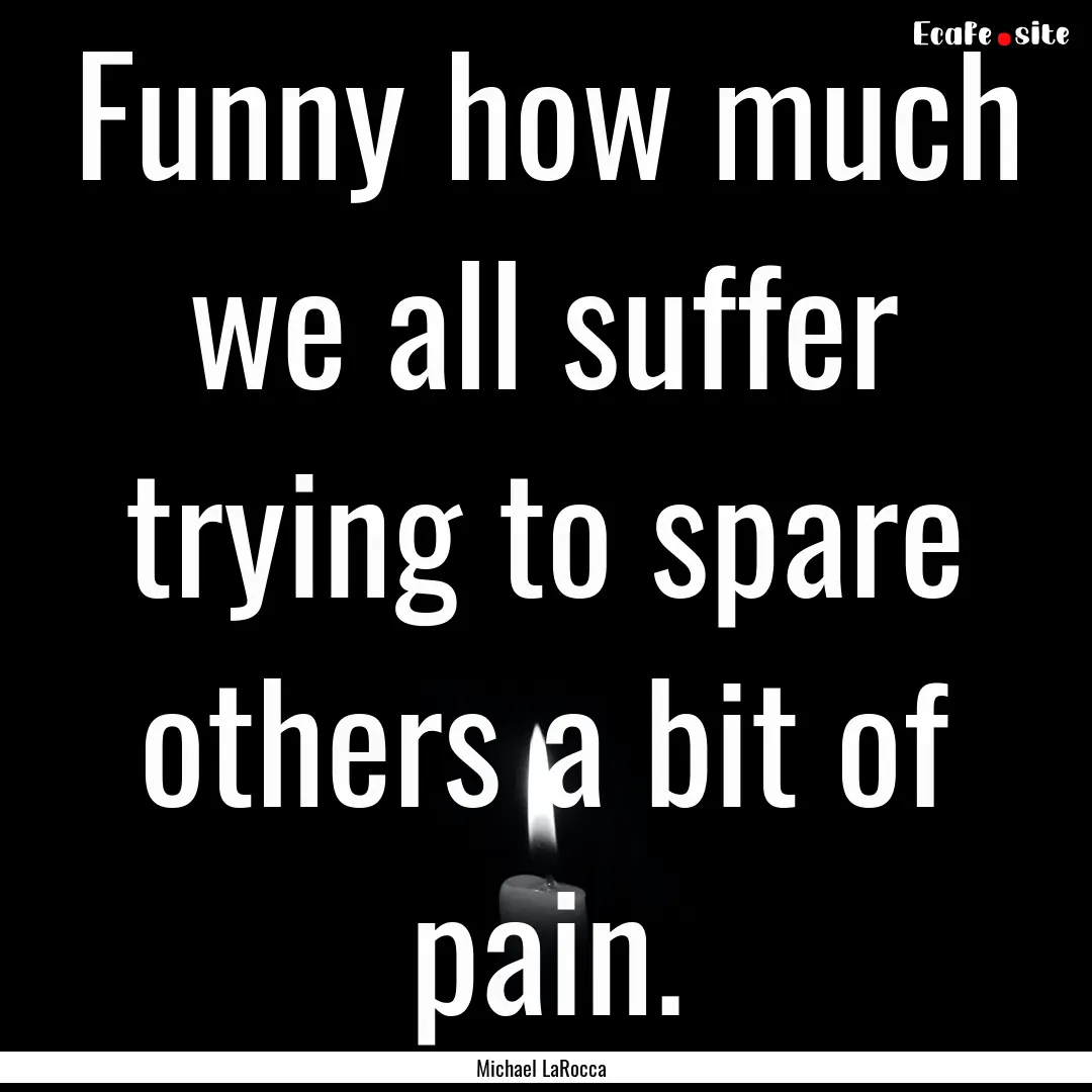 Funny how much we all suffer trying to spare.... : Quote by Michael LaRocca