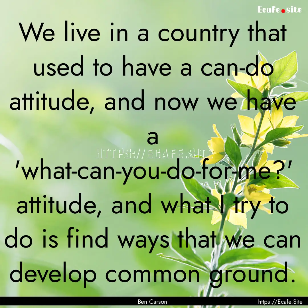 We live in a country that used to have a.... : Quote by Ben Carson