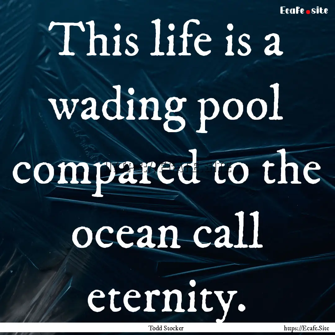 This life is a wading pool compared to the.... : Quote by Todd Stocker