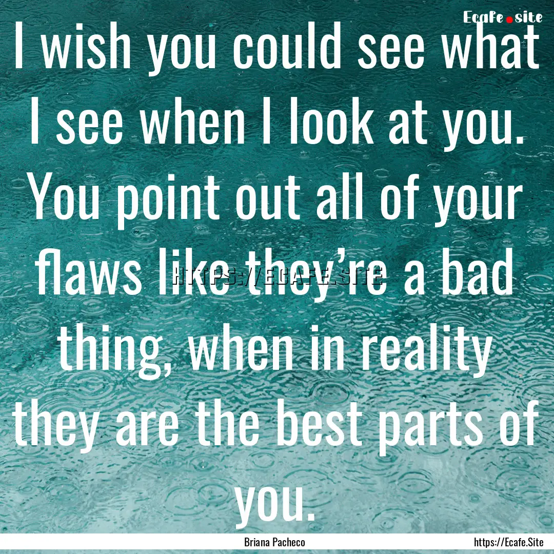 I wish you could see what I see when I look.... : Quote by Briana Pacheco