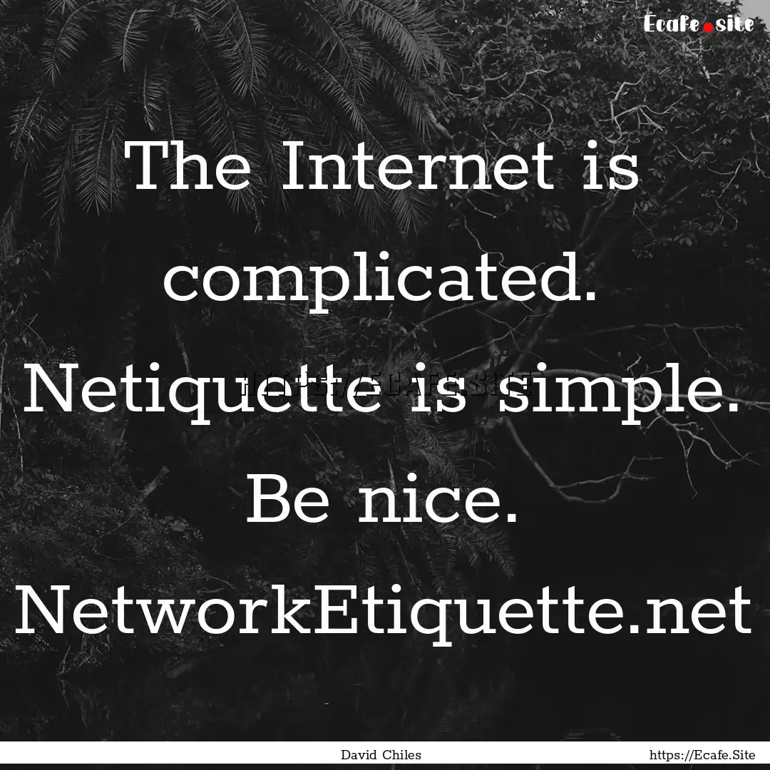 The Internet is complicated. Netiquette is.... : Quote by David Chiles