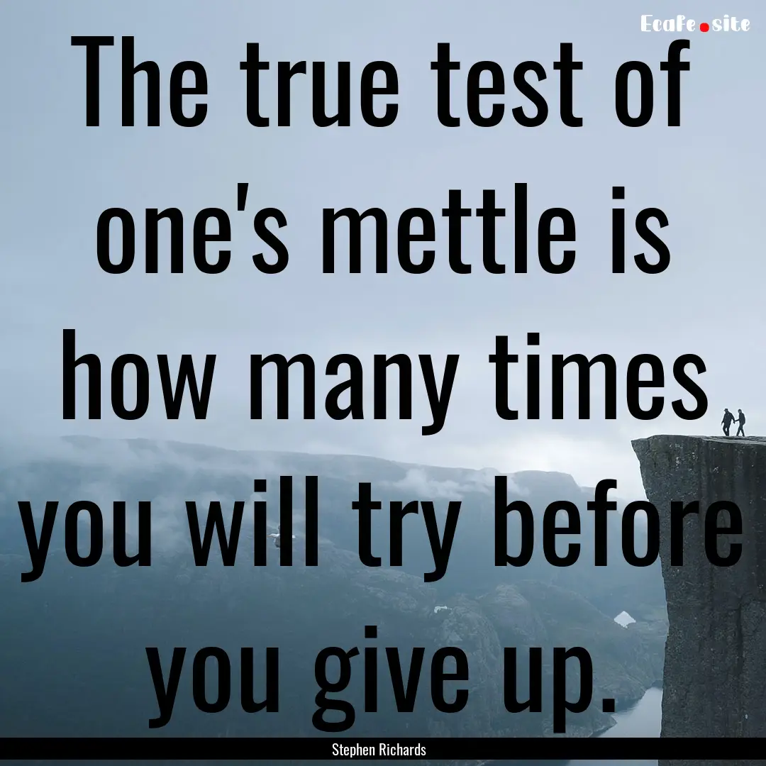 The true test of one's mettle is how many.... : Quote by Stephen Richards