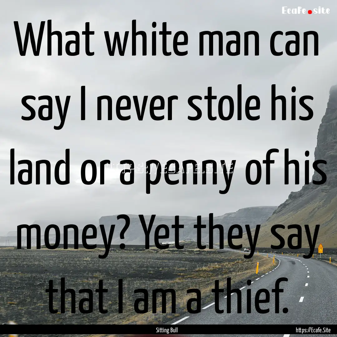 What white man can say I never stole his.... : Quote by Sitting Bull