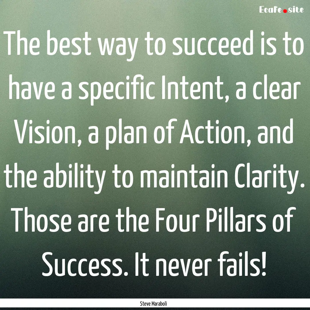 The best way to succeed is to have a specific.... : Quote by Steve Maraboli