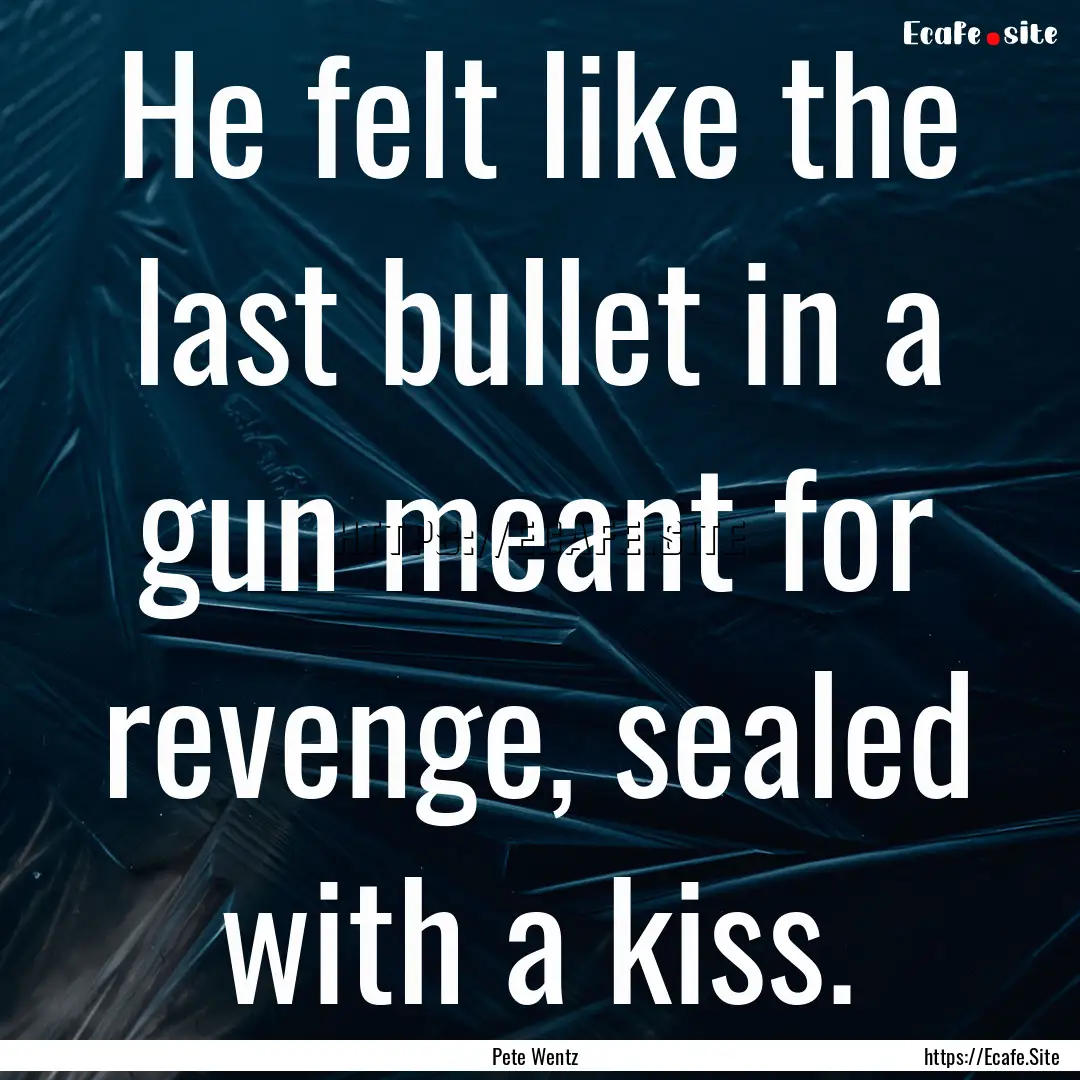 He felt like the last bullet in a gun meant.... : Quote by Pete Wentz