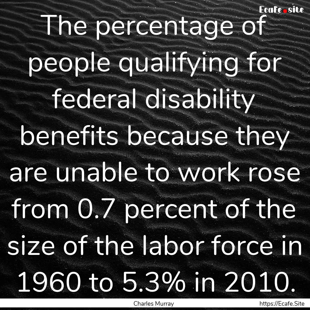 The percentage of people qualifying for federal.... : Quote by Charles Murray