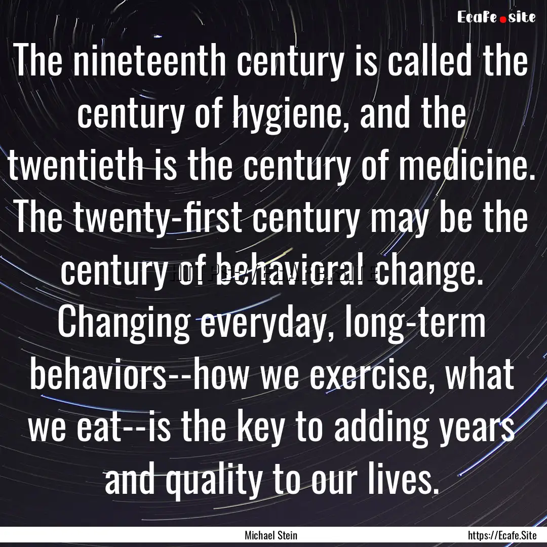 The nineteenth century is called the century.... : Quote by Michael Stein