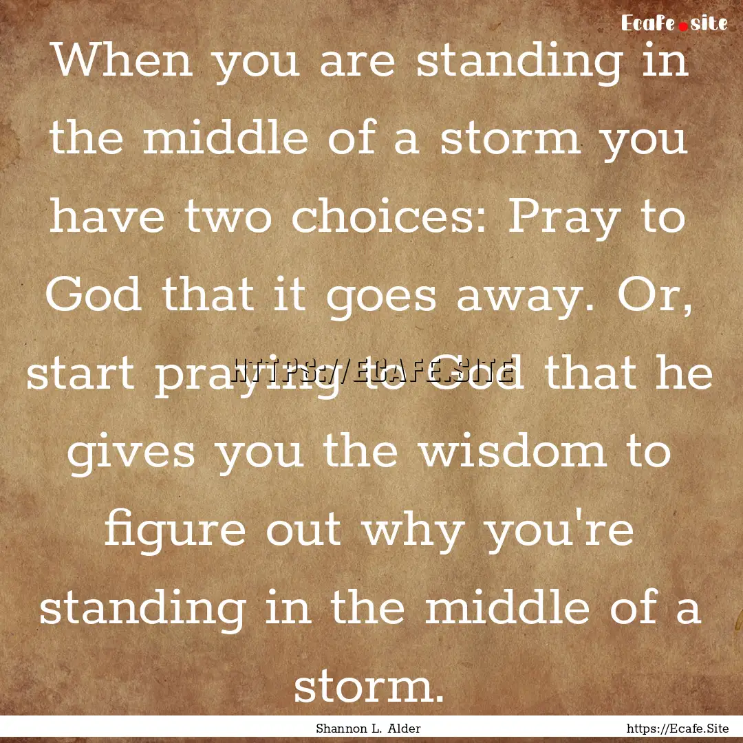 When you are standing in the middle of a.... : Quote by Shannon L. Alder