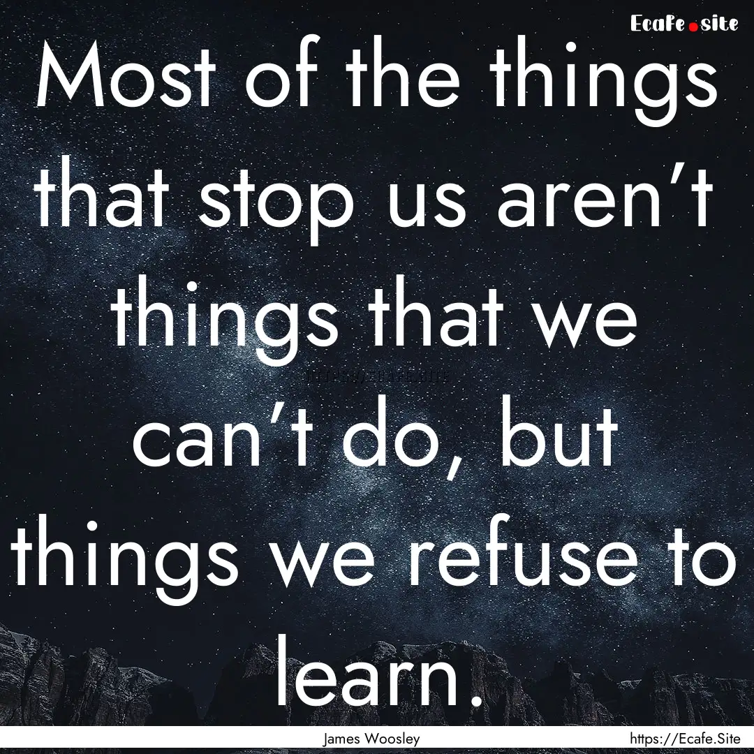 Most of the things that stop us aren’t.... : Quote by James Woosley