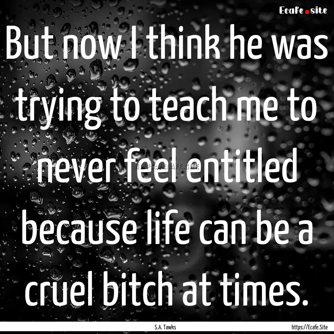 But now I think he was trying to teach me.... : Quote by S.A. Tawks