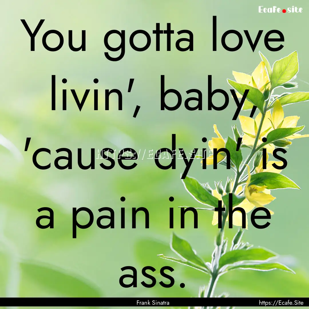 You gotta love livin', baby, 'cause dyin'.... : Quote by Frank Sinatra