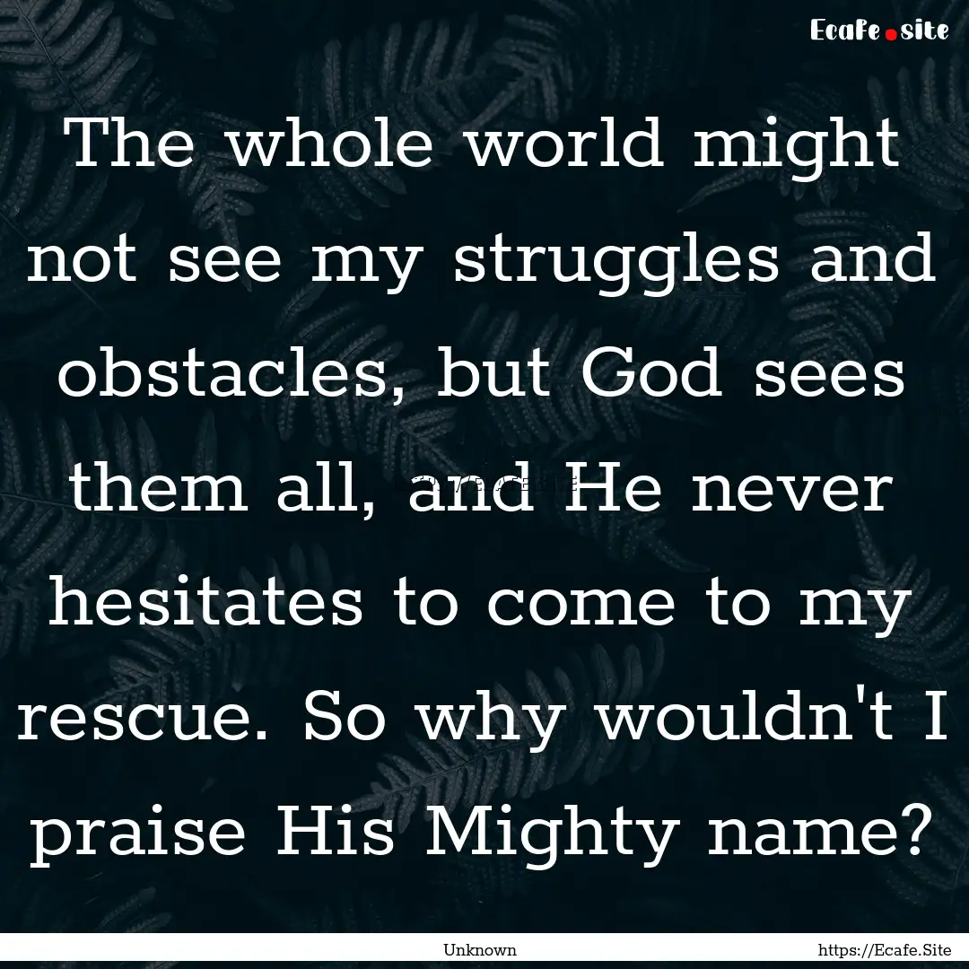 The whole world might not see my struggles.... : Quote by Unknown