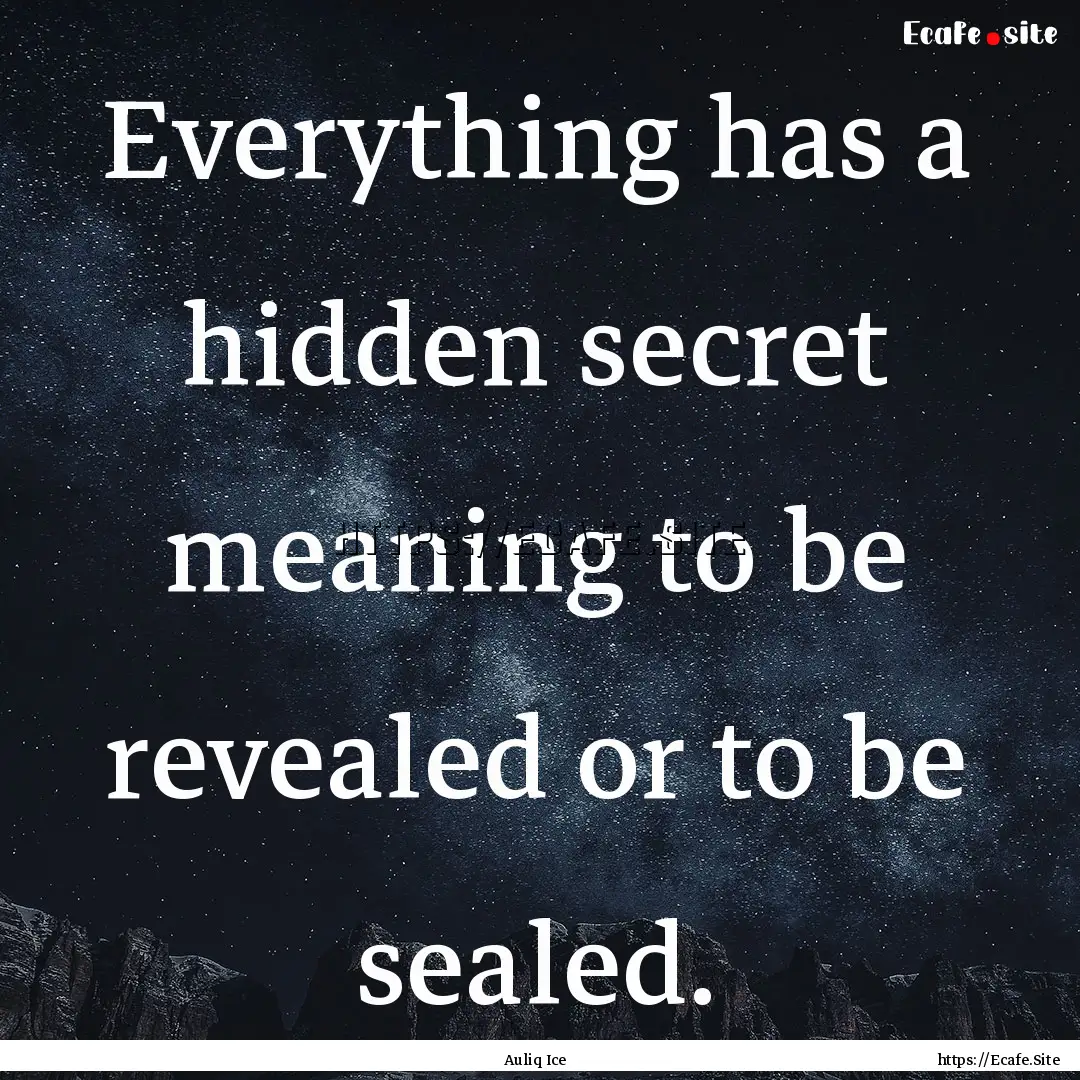 Everything has a hidden secret meaning to.... : Quote by Auliq Ice