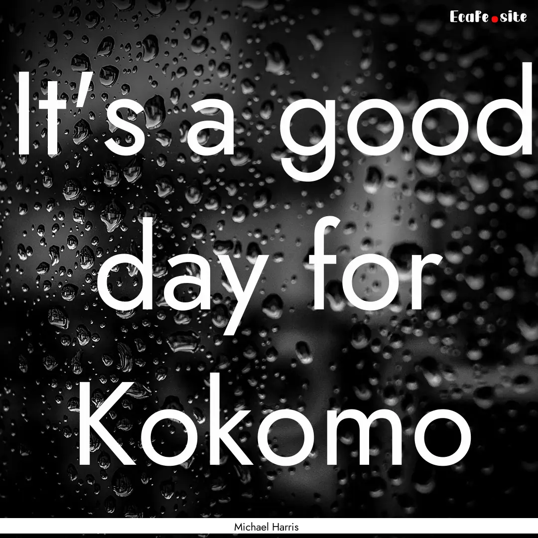 It's a good day for Kokomo : Quote by Michael Harris