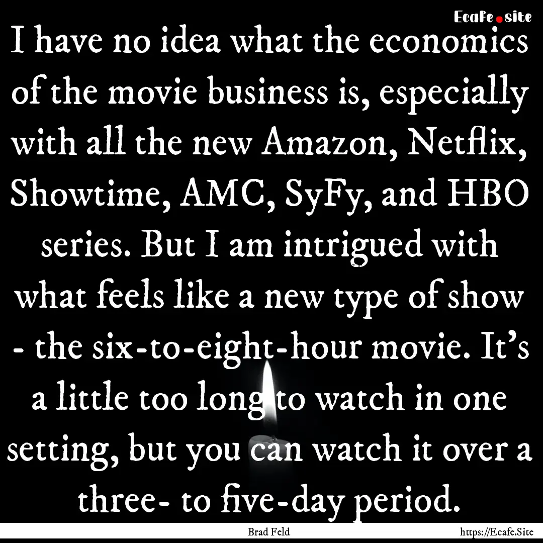 I have no idea what the economics of the.... : Quote by Brad Feld