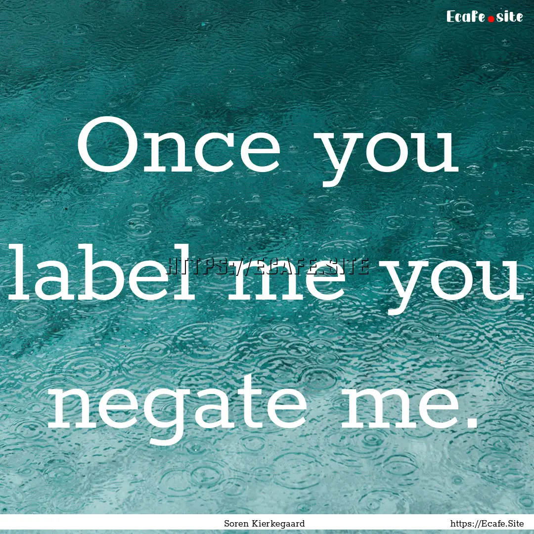 Once you label me you negate me. : Quote by Soren Kierkegaard