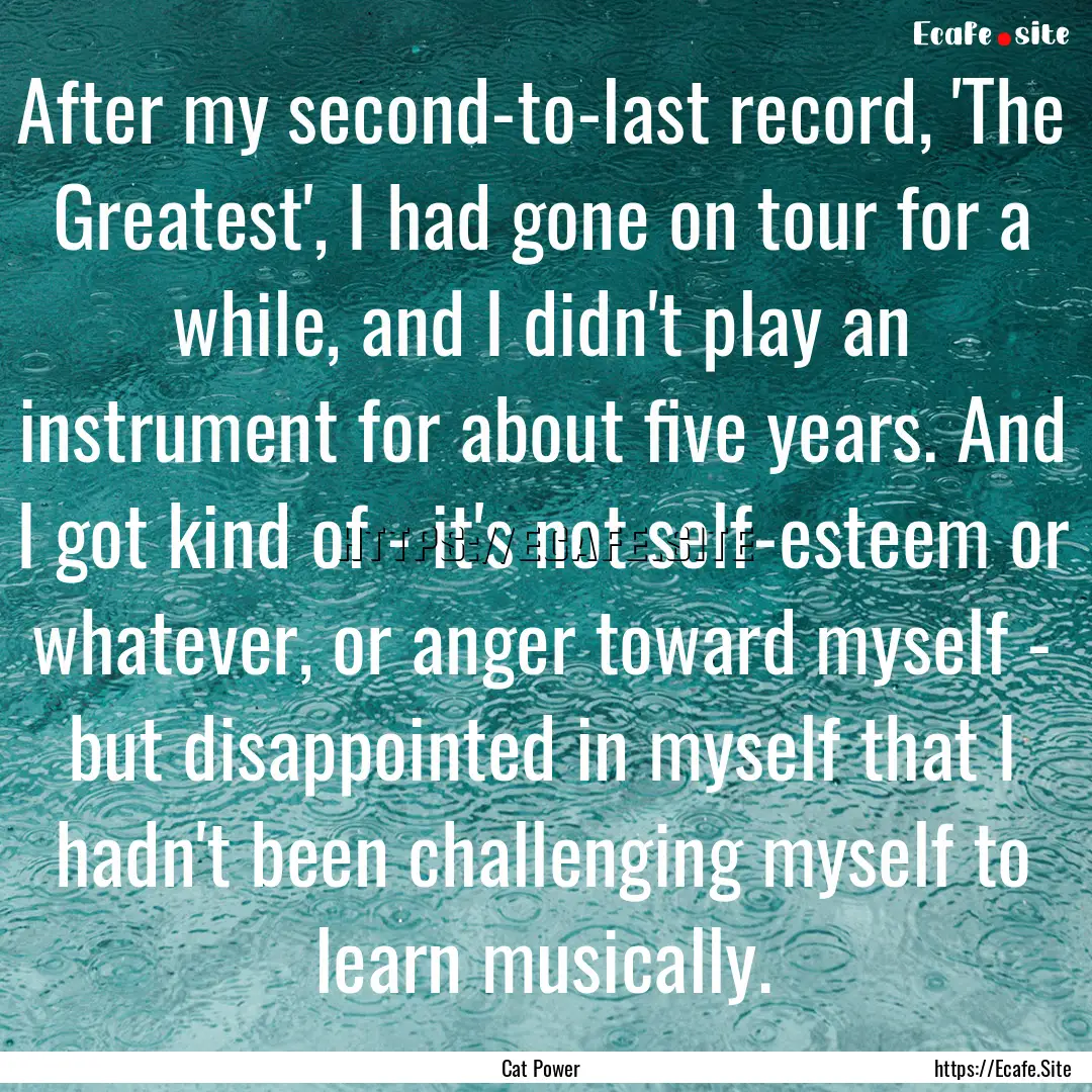 After my second-to-last record, 'The Greatest',.... : Quote by Cat Power