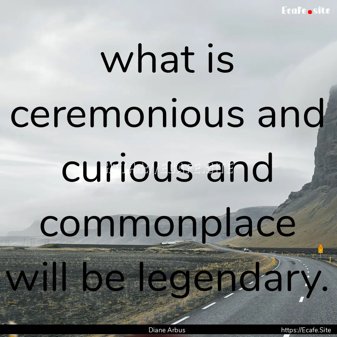 what is ceremonious and curious and commonplace.... : Quote by Diane Arbus