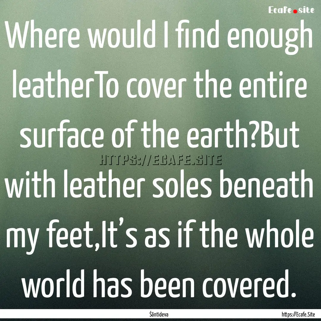 Where would I find enough leatherTo cover.... : Quote by Śāntideva