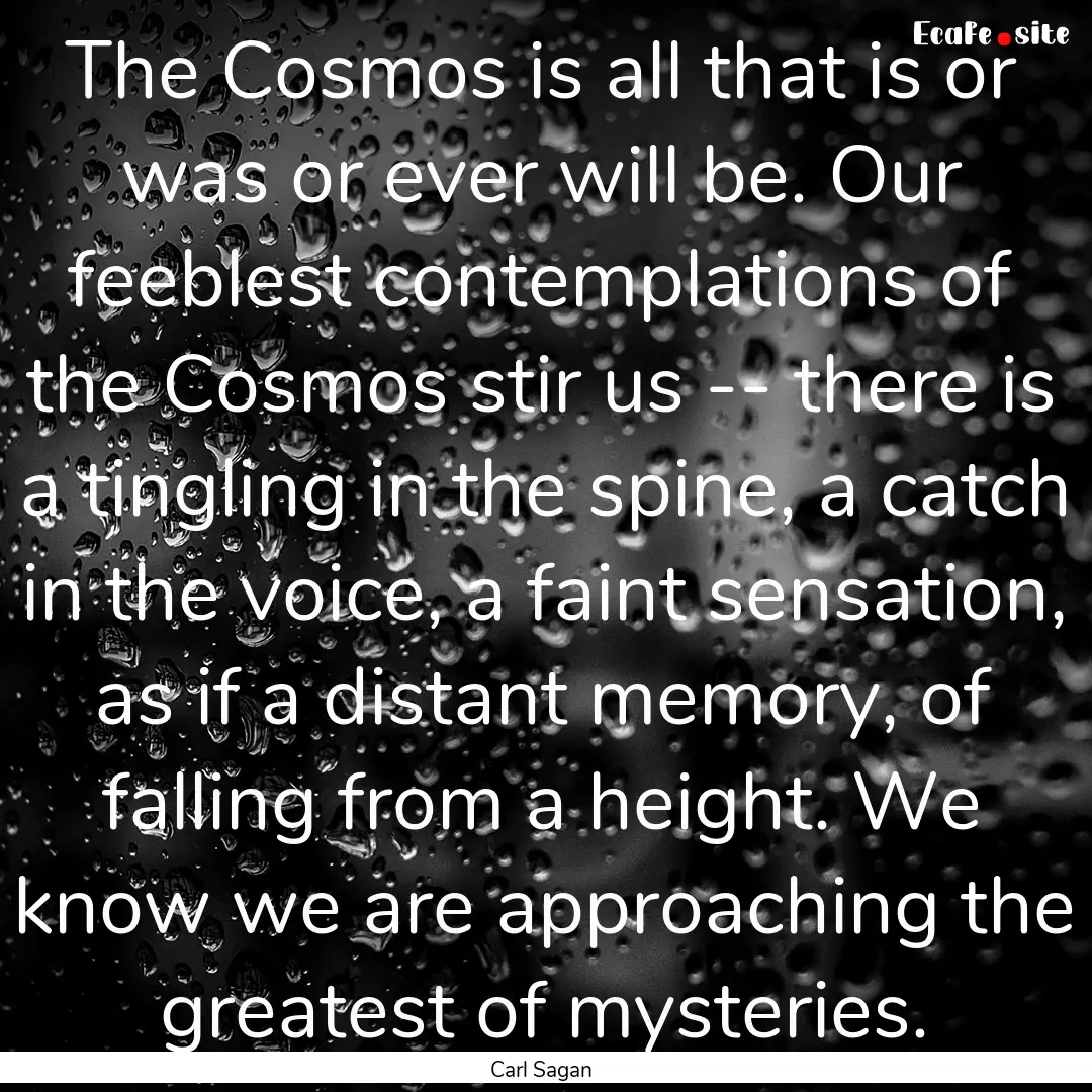 The Cosmos is all that is or was or ever.... : Quote by Carl Sagan