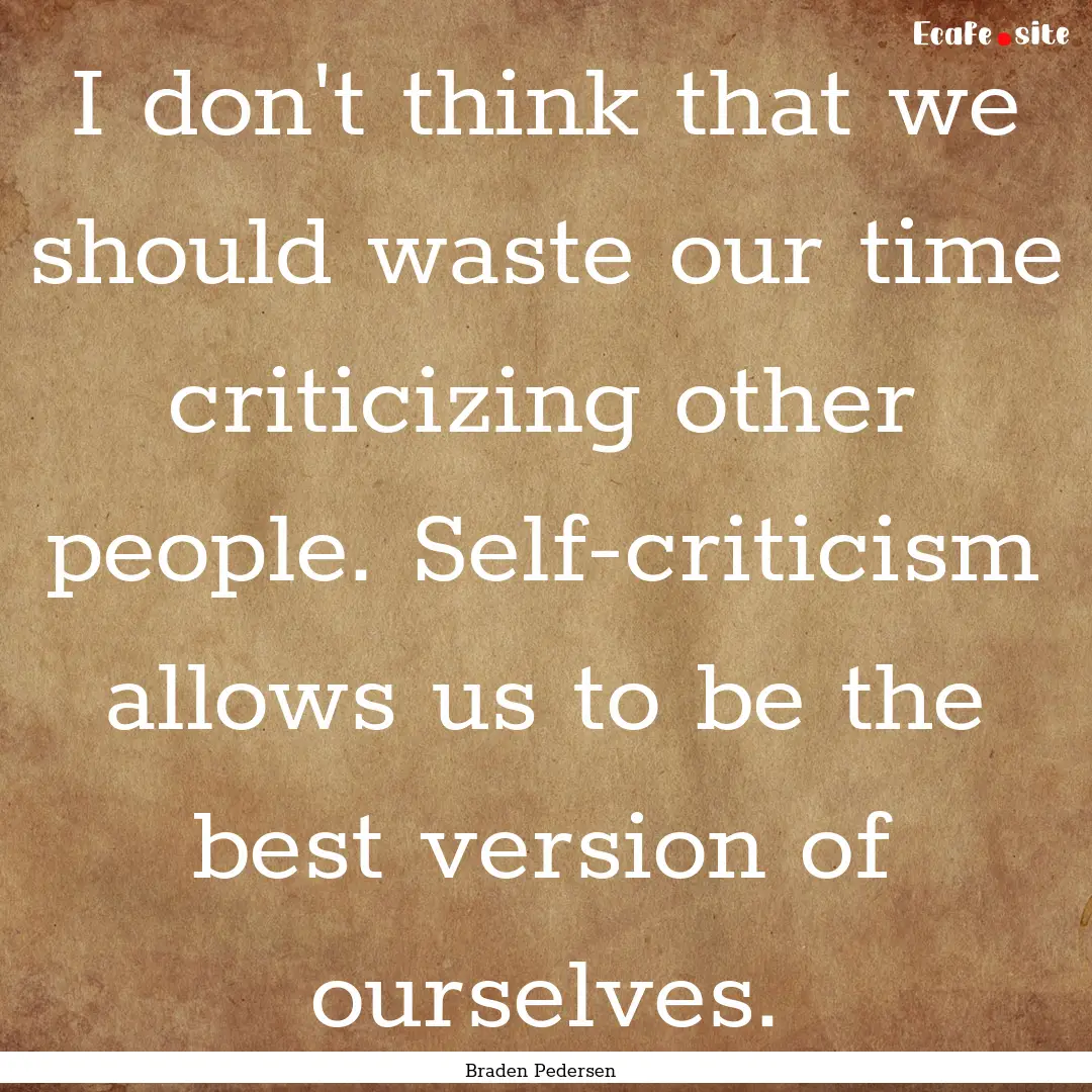 I don't think that we should waste our time.... : Quote by Braden Pedersen