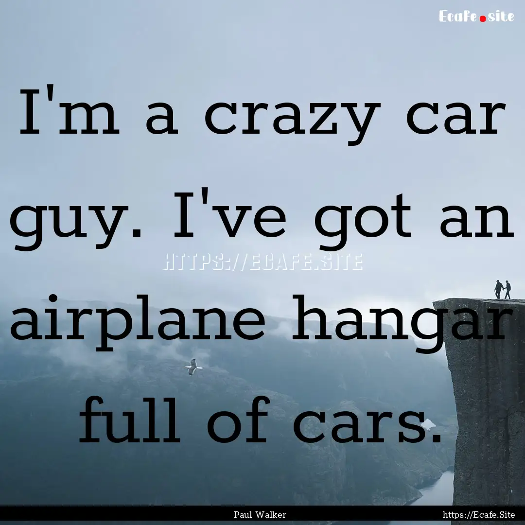 I'm a crazy car guy. I've got an airplane.... : Quote by Paul Walker