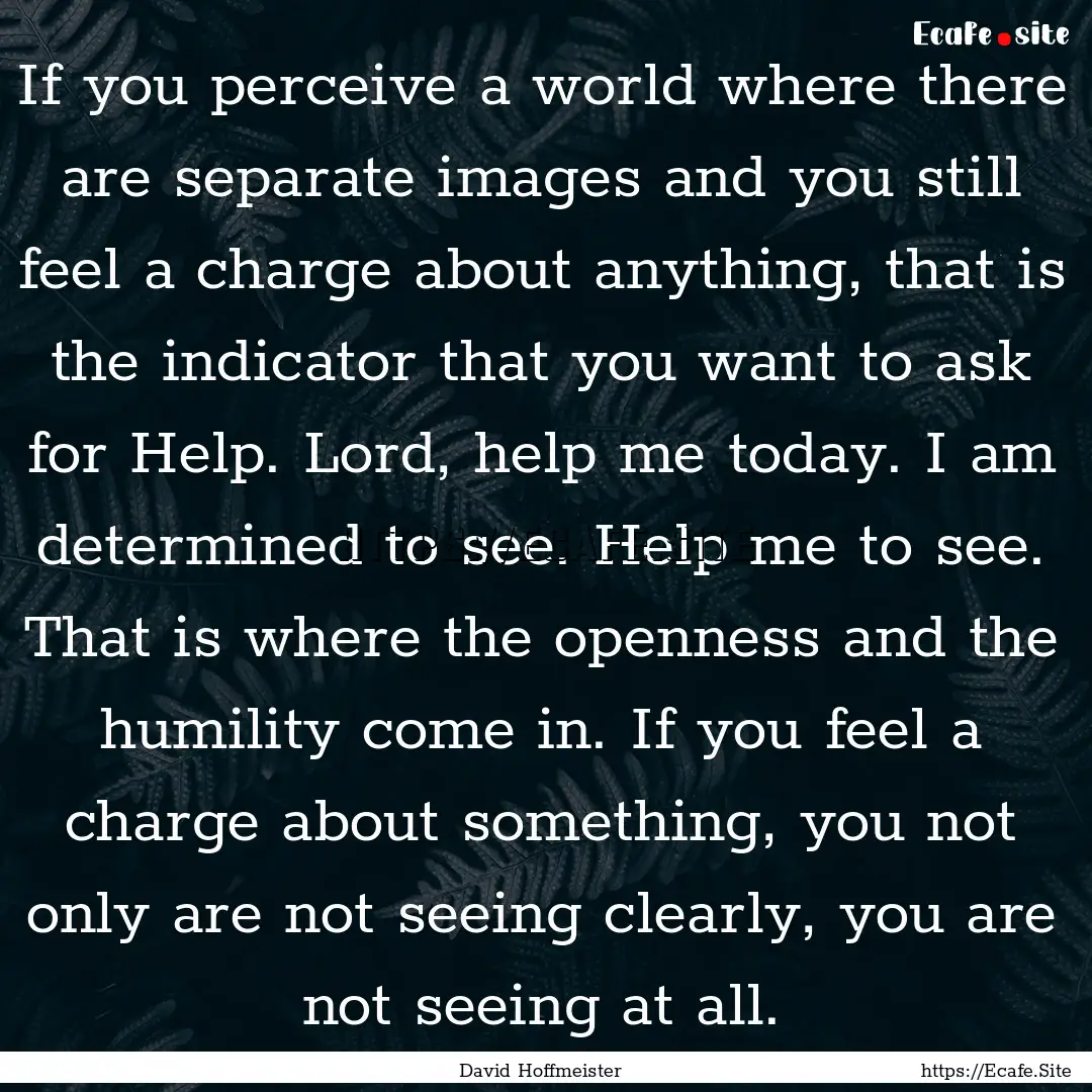 If you perceive a world where there are separate.... : Quote by David Hoffmeister