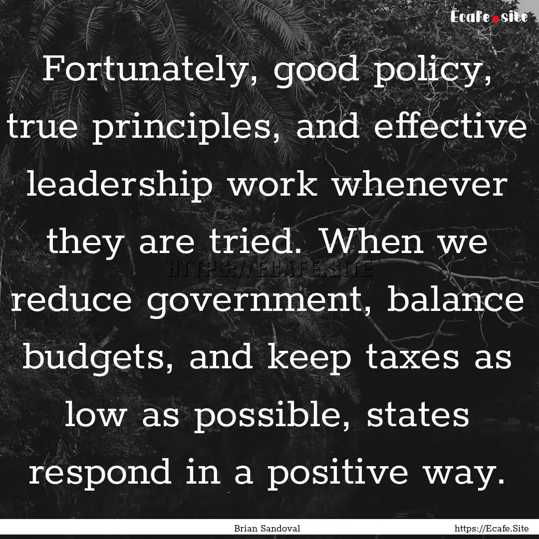 Fortunately, good policy, true principles,.... : Quote by Brian Sandoval