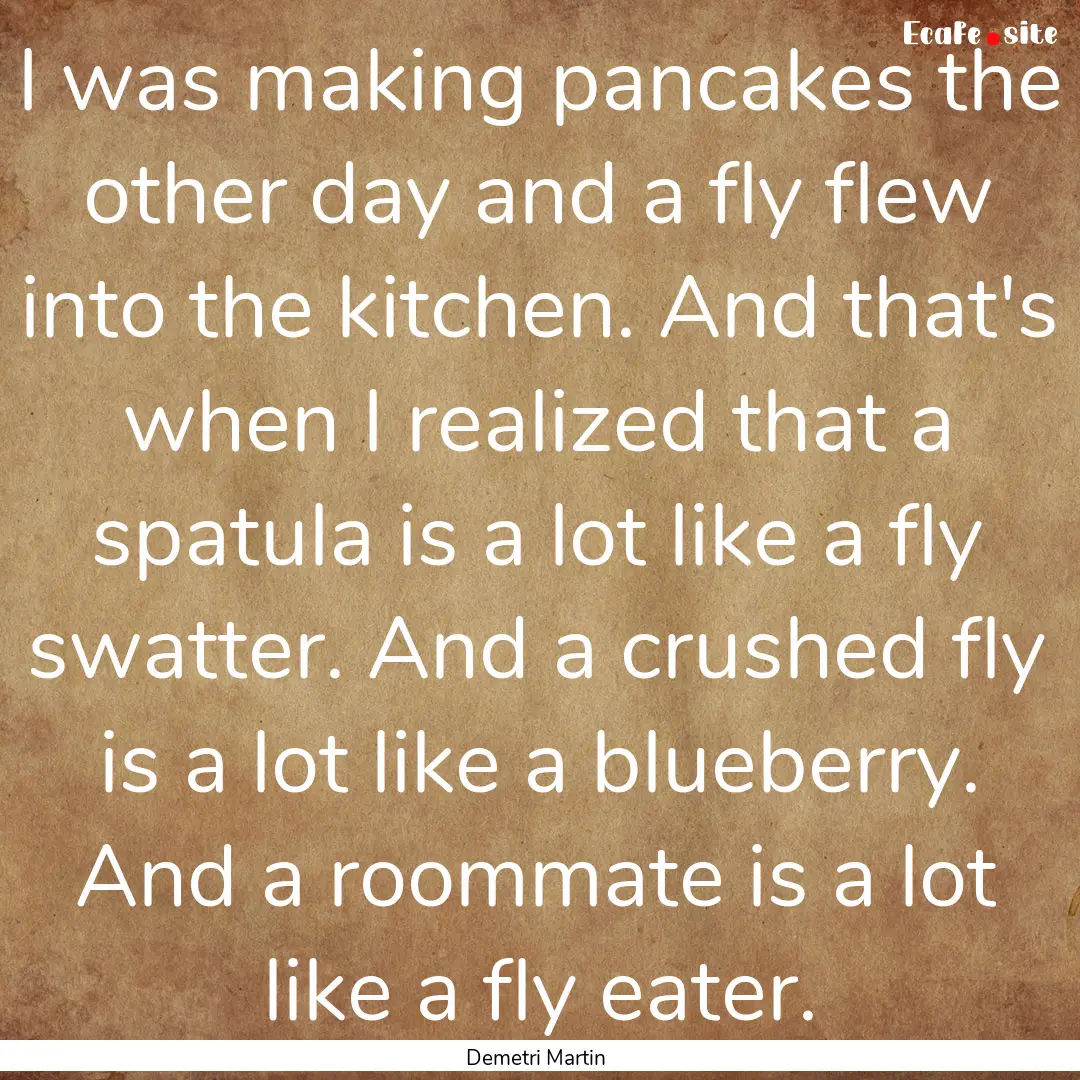 I was making pancakes the other day and a.... : Quote by Demetri Martin