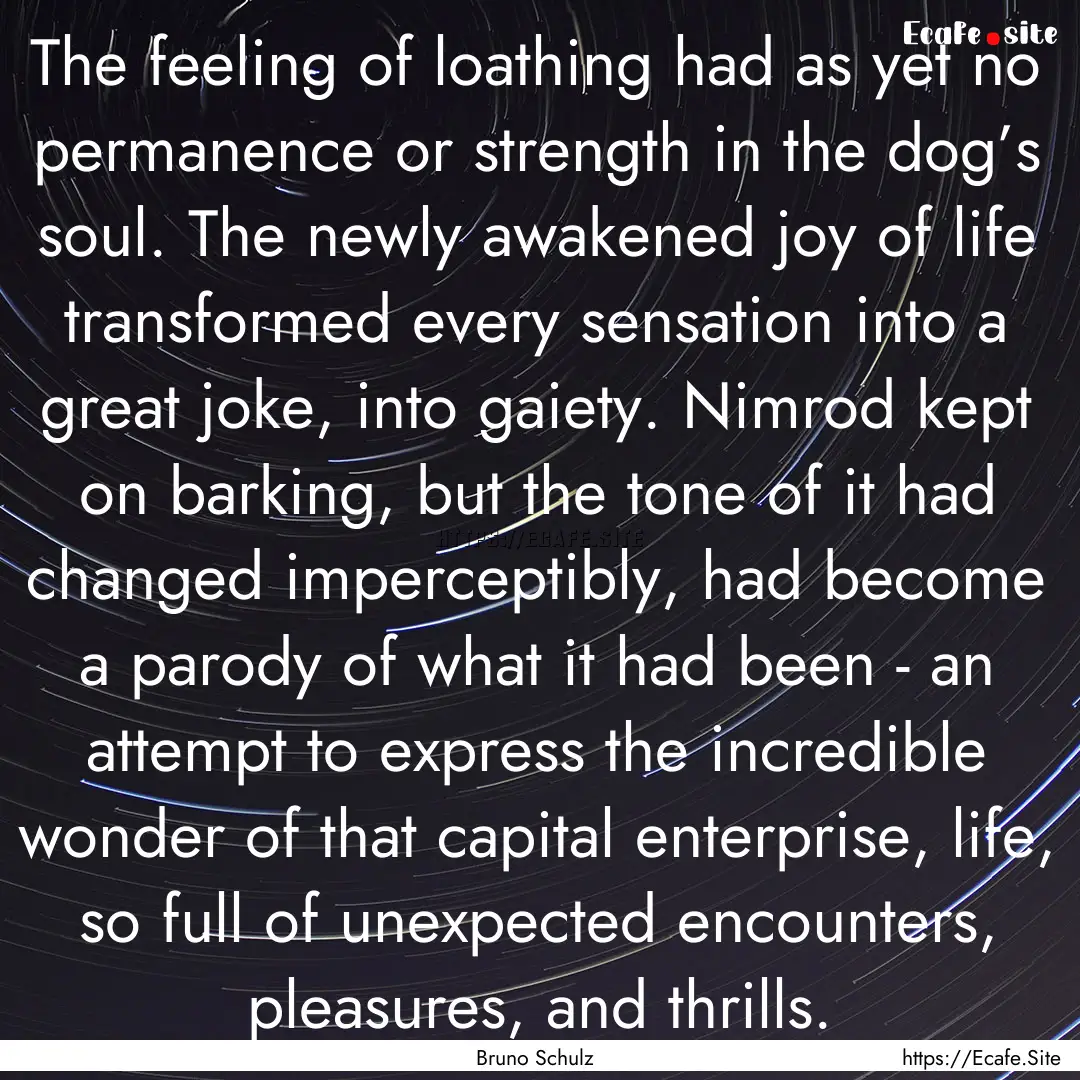 The feeling of loathing had as yet no permanence.... : Quote by Bruno Schulz