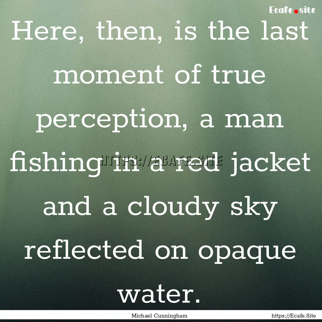 Here, then, is the last moment of true perception,.... : Quote by Michael Cunningham