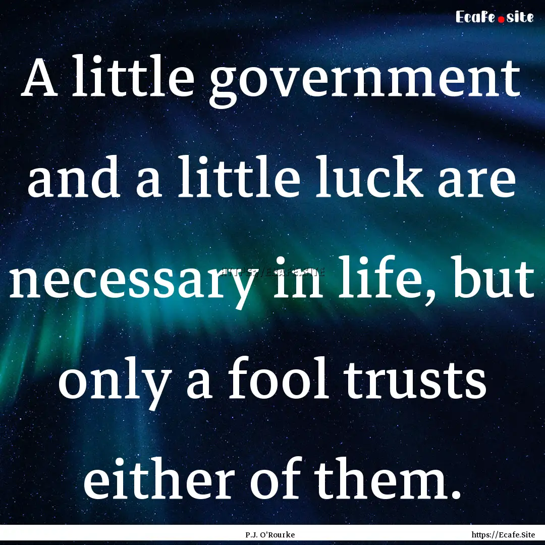 A little government and a little luck are.... : Quote by P.J. O'Rourke