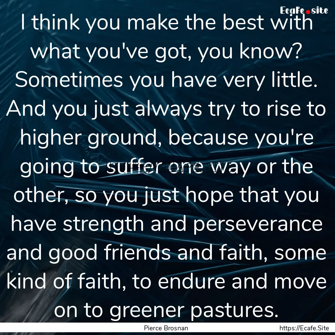 I think you make the best with what you've.... : Quote by Pierce Brosnan