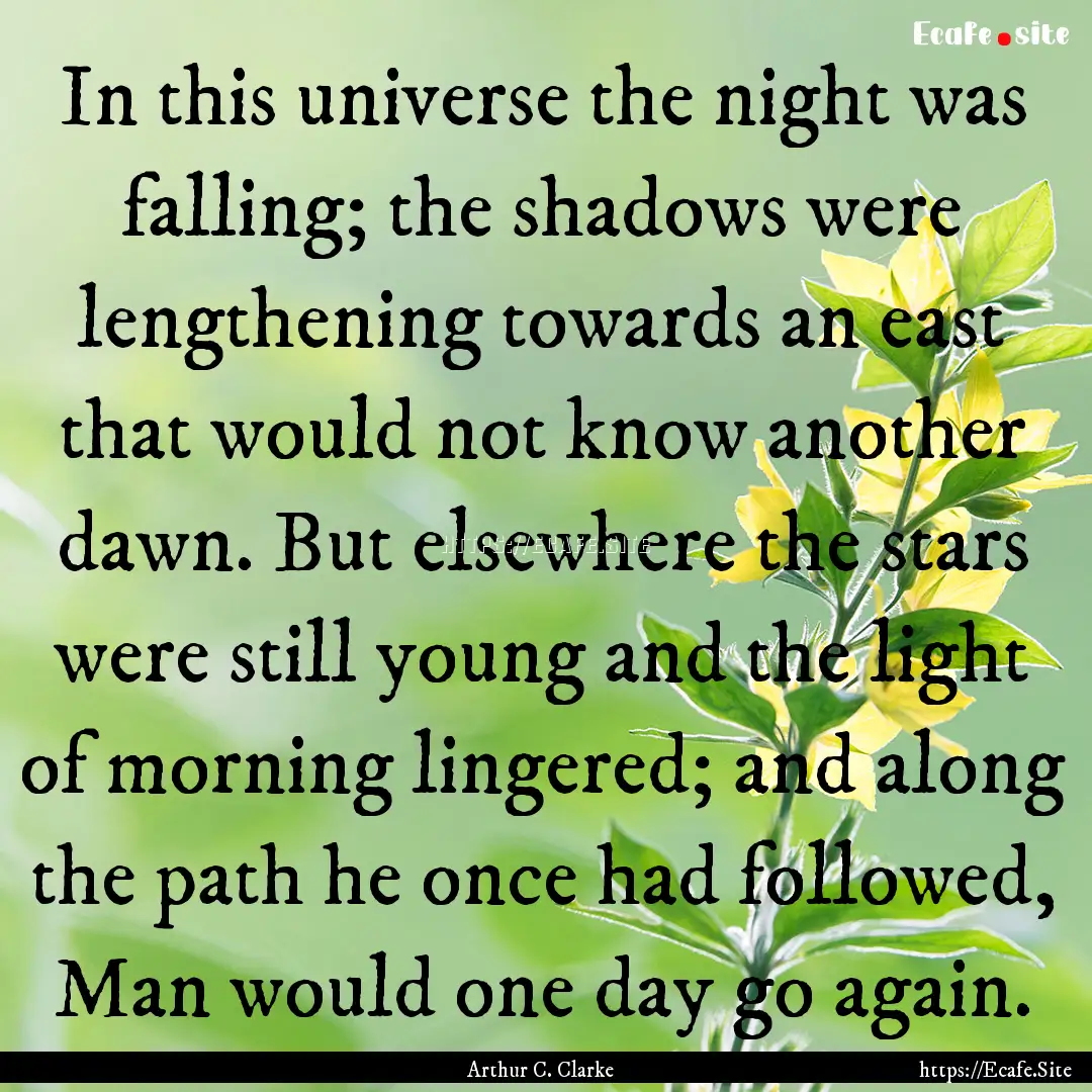 In this universe the night was falling; the.... : Quote by Arthur C. Clarke