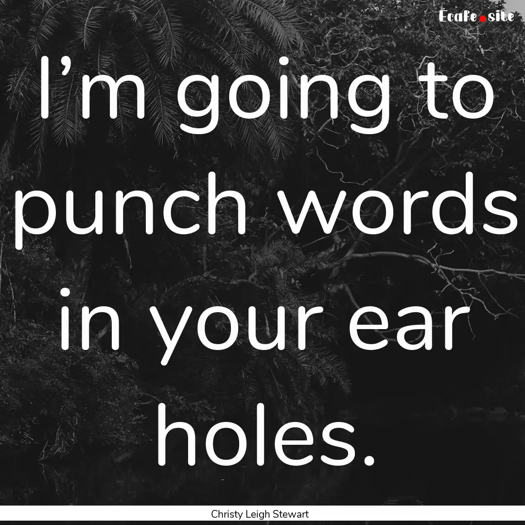 I’m going to punch words in your ear holes..... : Quote by Christy Leigh Stewart