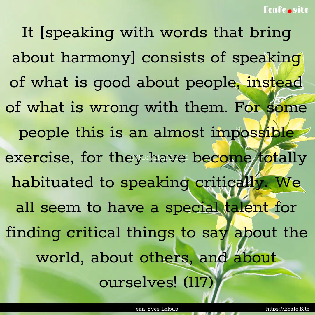 It [speaking with words that bring about.... : Quote by Jean-Yves Leloup