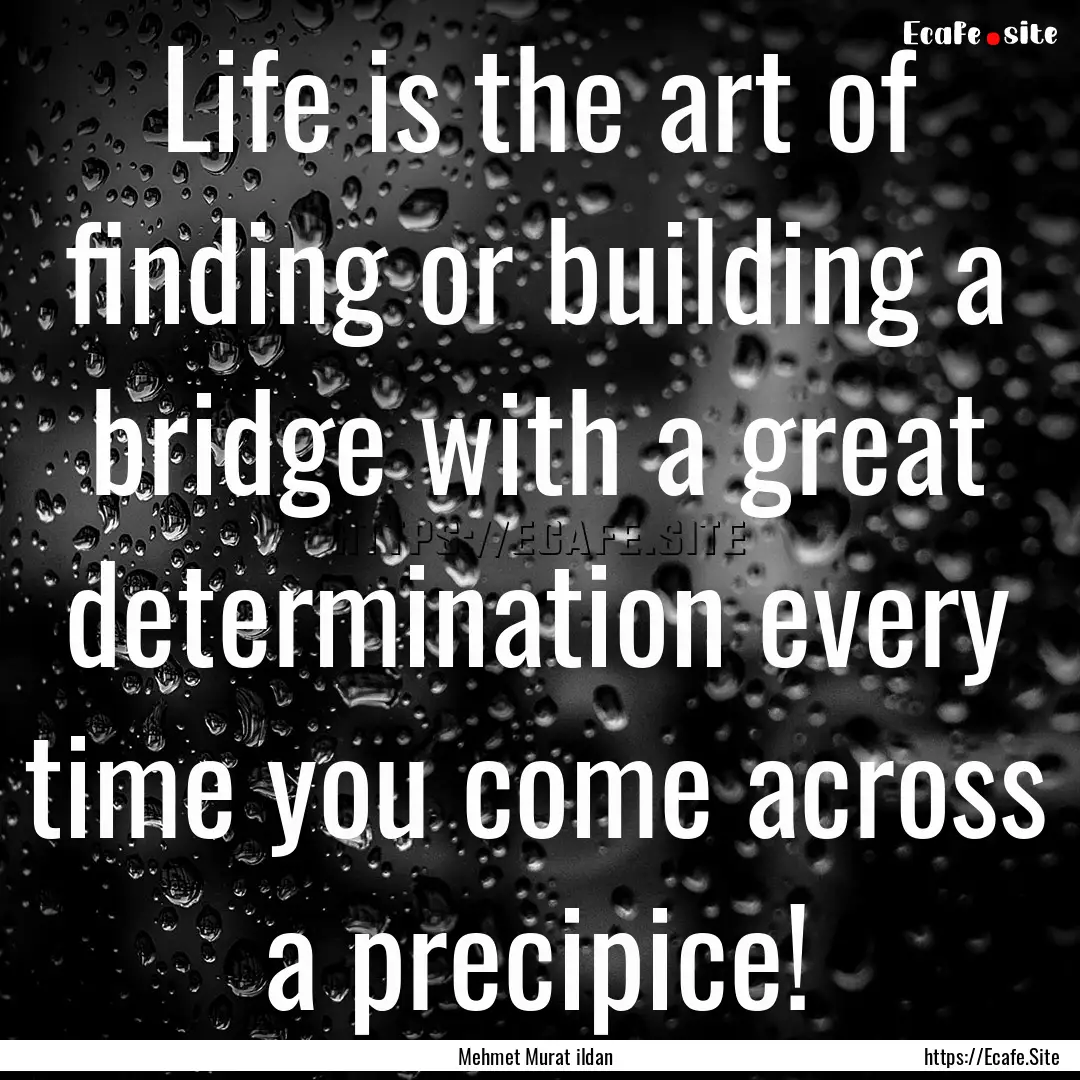 Life is the art of finding or building a.... : Quote by Mehmet Murat ildan