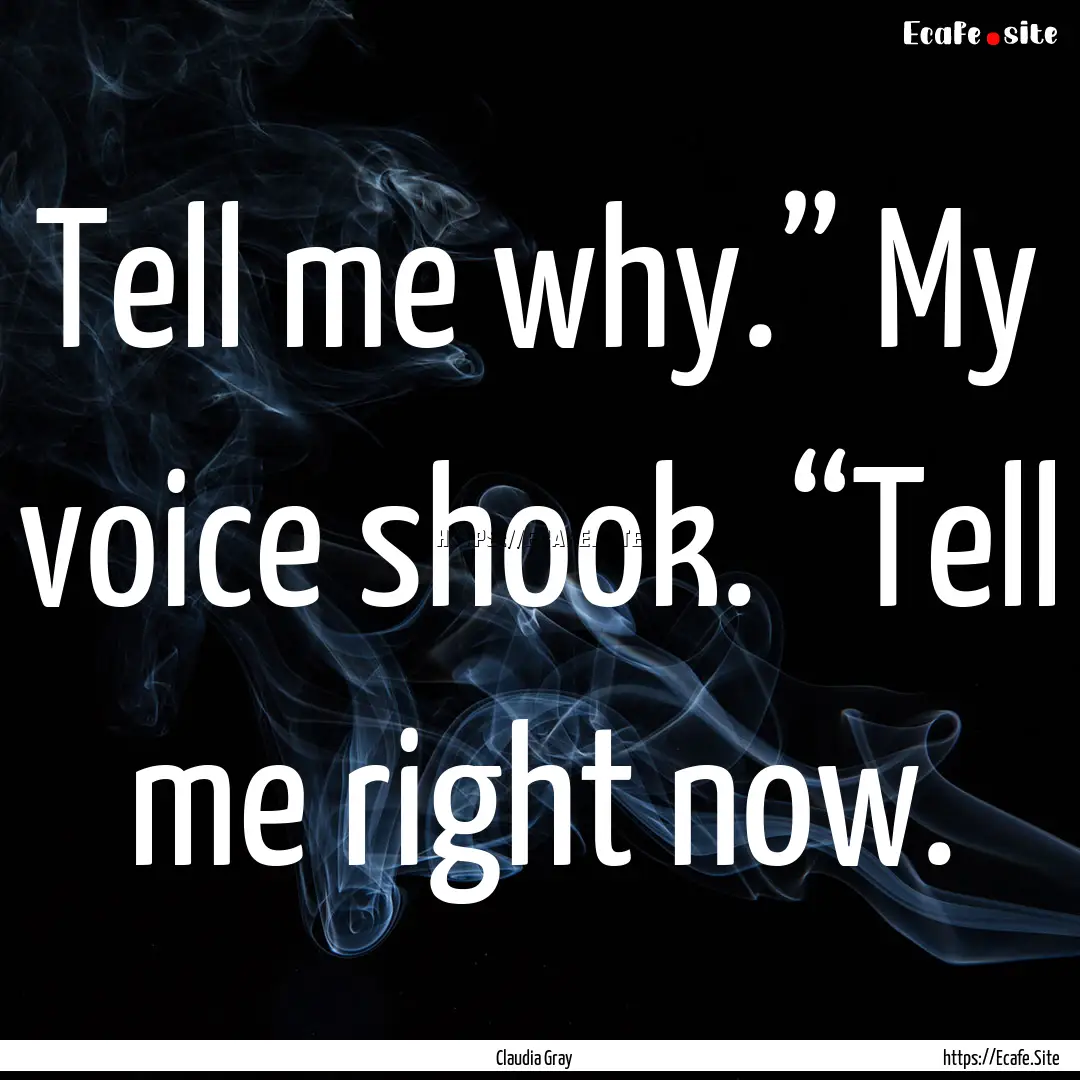 Tell me why.” My voice shook. “Tell me.... : Quote by Claudia Gray