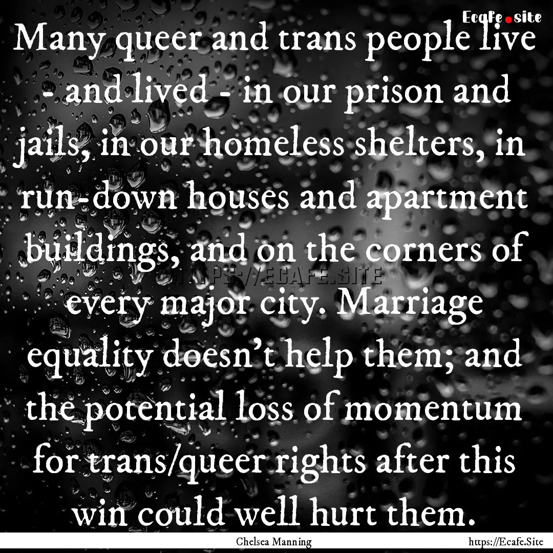 Many queer and trans people live - and lived.... : Quote by Chelsea Manning