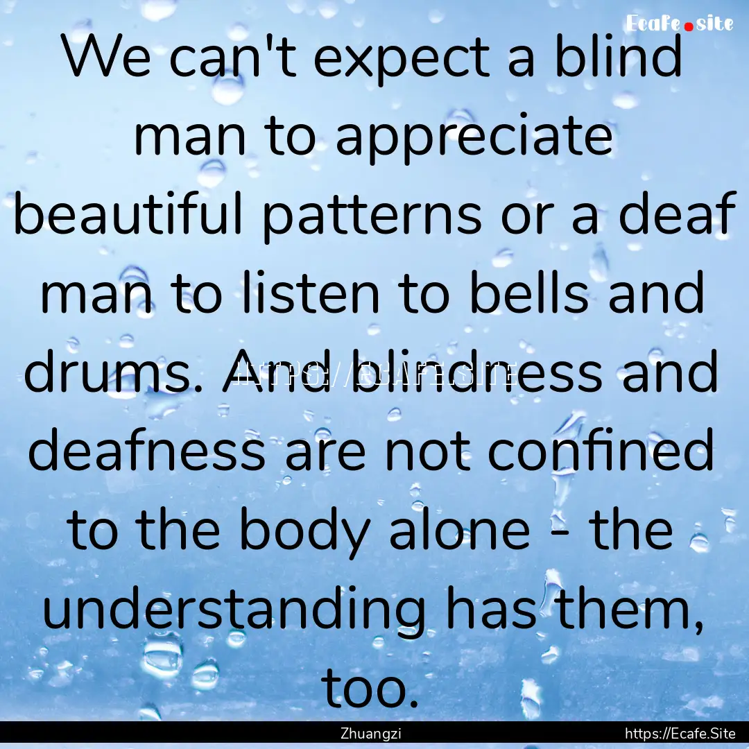 We can't expect a blind man to appreciate.... : Quote by Zhuangzi