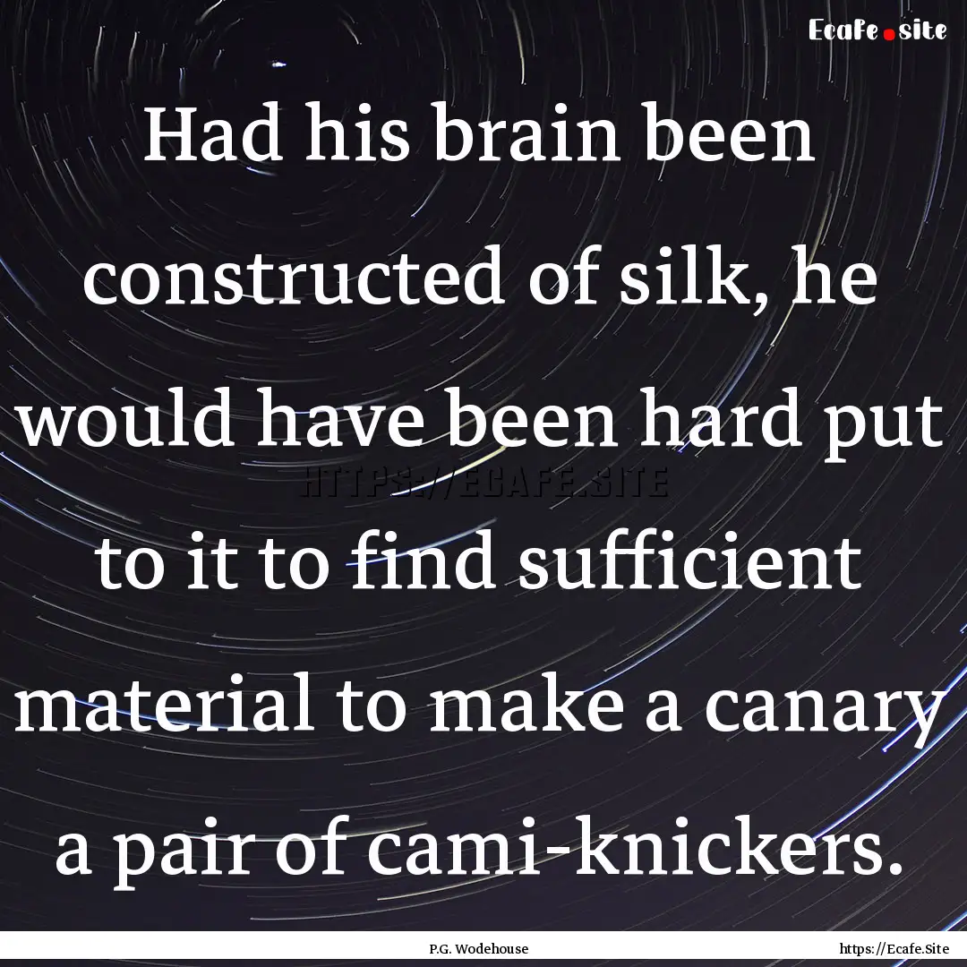 Had his brain been constructed of silk, he.... : Quote by P.G. Wodehouse