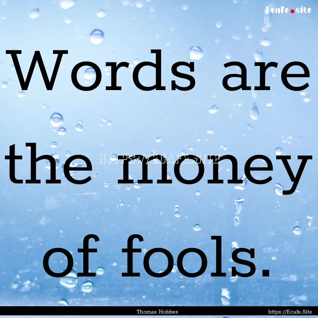 Words are the money of fools. : Quote by Thomas Hobbes