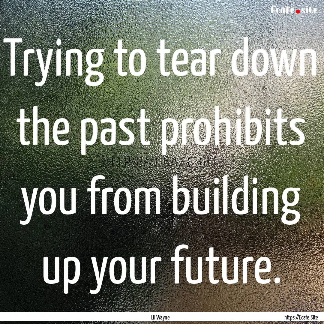 Trying to tear down the past prohibits you.... : Quote by Lil Wayne