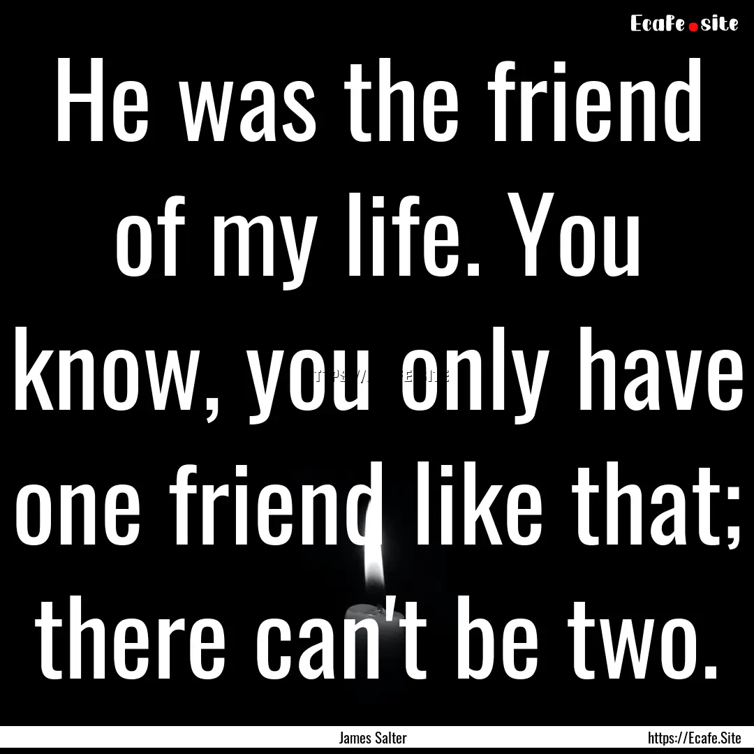 He was the friend of my life. You know, you.... : Quote by James Salter