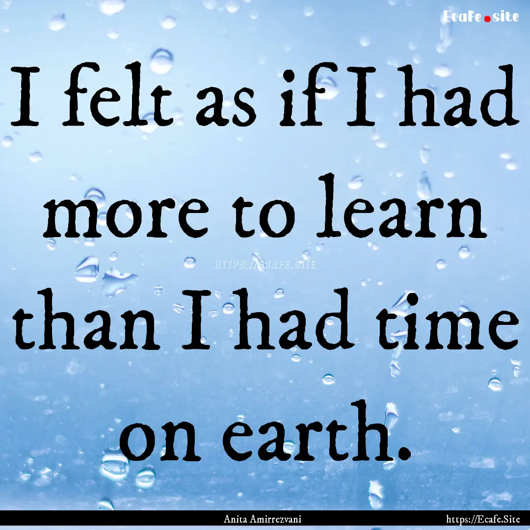 I felt as if I had more to learn than I had.... : Quote by Anita Amirrezvani