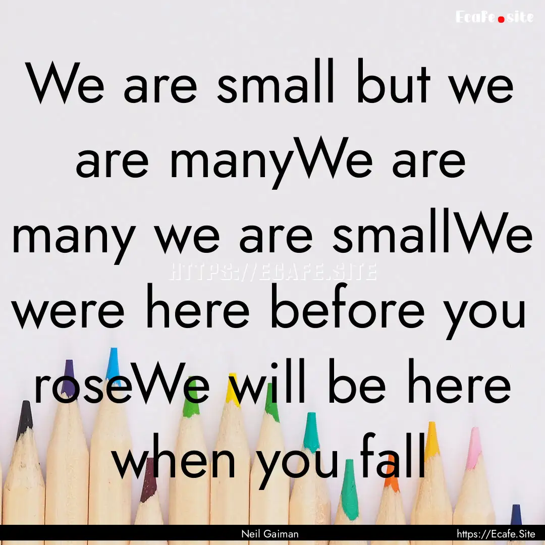 We are small but we are manyWe are many we.... : Quote by Neil Gaiman