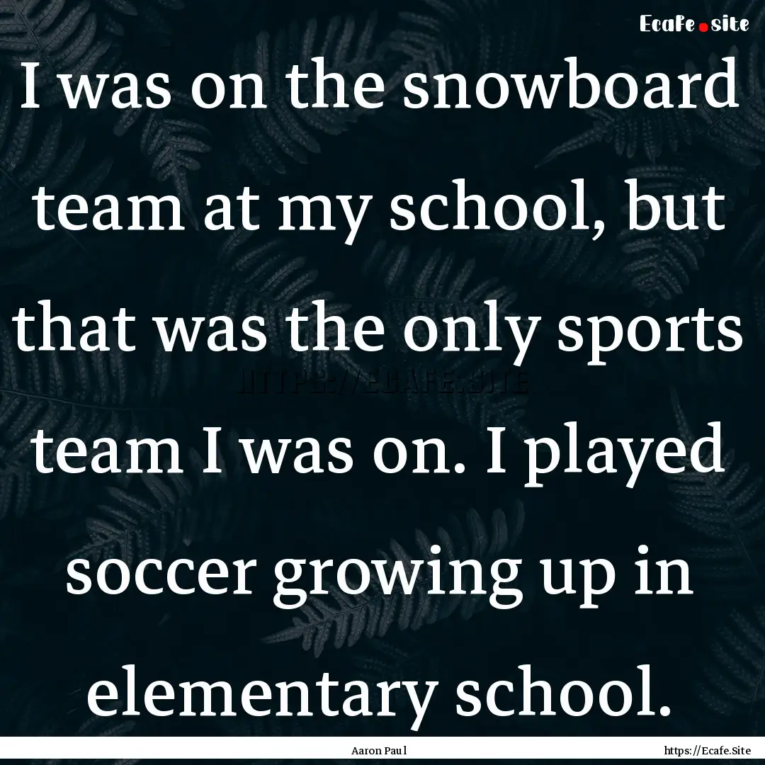 I was on the snowboard team at my school,.... : Quote by Aaron Paul